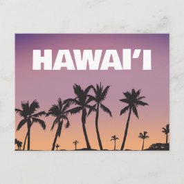 Hawaii Sunset Palm Tree Gradient Sky Postcard  Postkarte