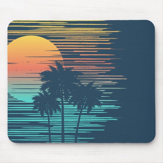 Hawaii Sunset Sunrise Graphic Topical Rainforest Mousepad (Vorne)