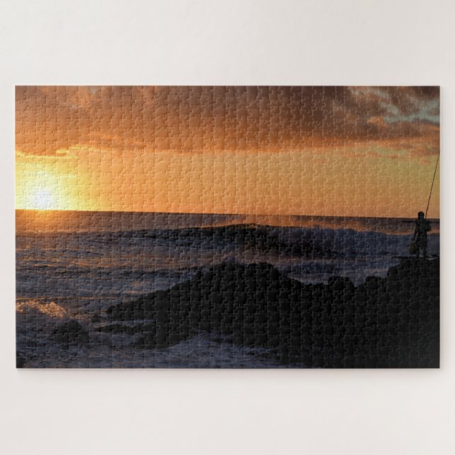 Hawaii Sunset Surf Fishing - 20x30 - 1014 Stk. (Horizontal)