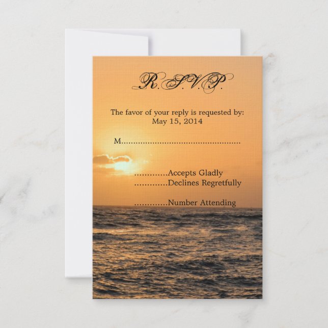 Hawaii Sunset Wedding RSVP (Devant)