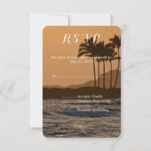 Hawaii Sunset Wedding RSVP Karte