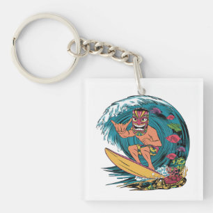 Hawaii surf vintage badge coloré avec homme en