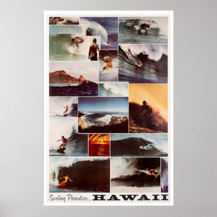 Hawaii Surfen Kunst Surfer Foto Hawaiianischer Dru Poster