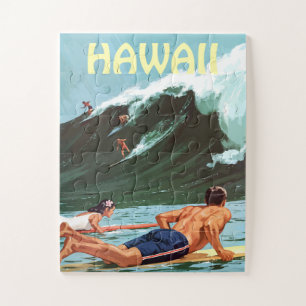 Hawaii, Surfer, die auf eine große Welle warten,