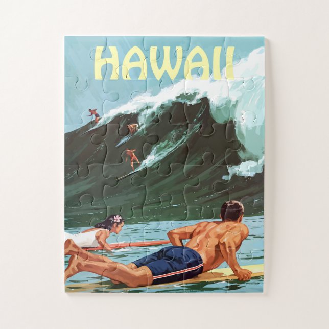 Hawaii, Surfer Gewartet für eine große Welle, (Vertikal)