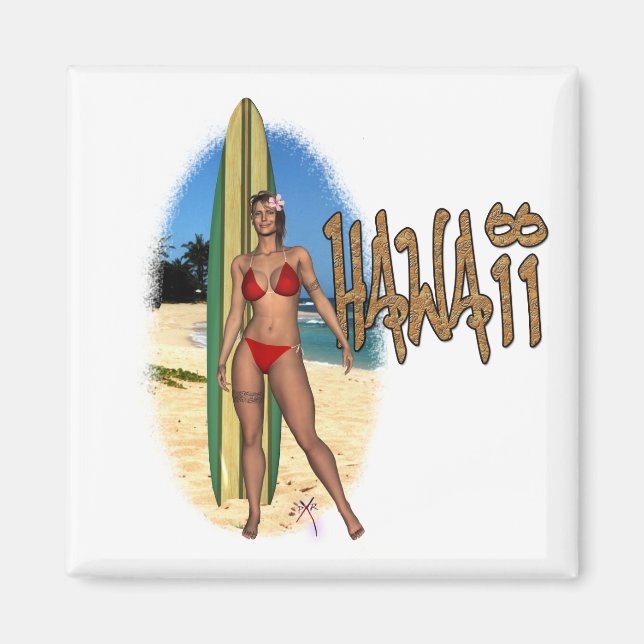 Hawaii Surfer Girl Magnet (Vorne)