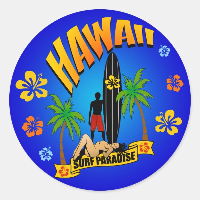 Hawaii Surfsticker Runder Aufkleber (Vorderseite)