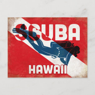 Hawaii-Taucher - Blau Retro Postkarte