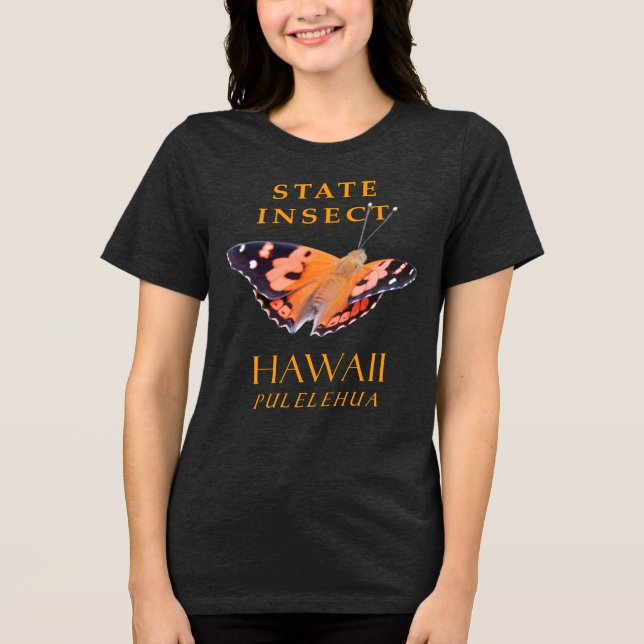 Hawaii Territory Insekt Der Kamehameha-Schmetterli Tri-Blend Shirt (Vorderseite)