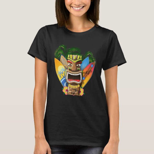 Hawaii Tiki and Surfboards T-Shirt (Vorderseite)