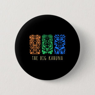 Hawaii Tiki Polynesier Big Kahuna Surfer Retro Haw Button