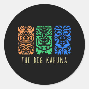 Hawaii Tiki Polynesier Big Kahuna Surfer Retro Haw Runder Aufkleber