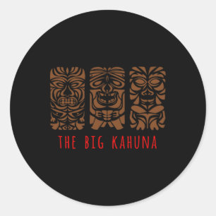 Hawaii Tiki Polynesier Big Kahuna Surfer Retro Haw Runder Aufkleber