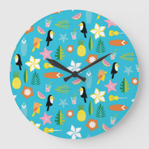 Hawaii Toucan Surf Vintag Große Wanduhr