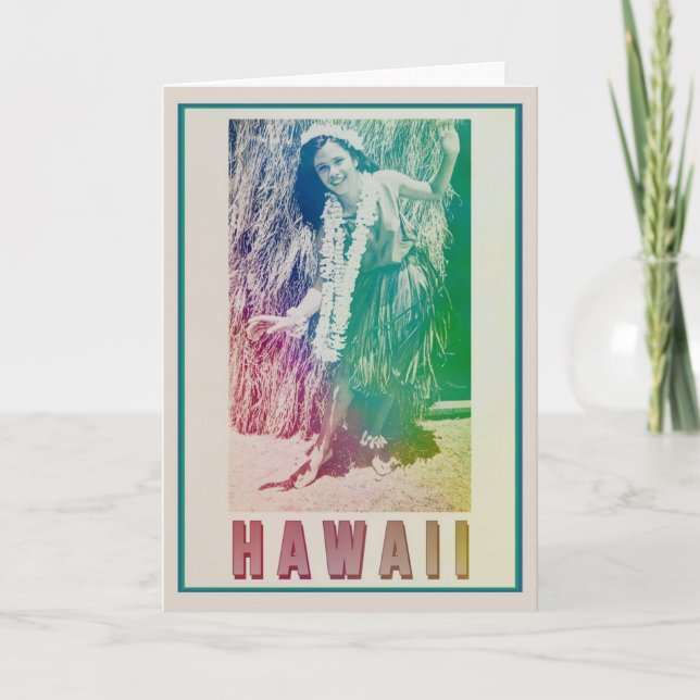 Hawaii Travel Hula Girl Carte de voeux (Devant)