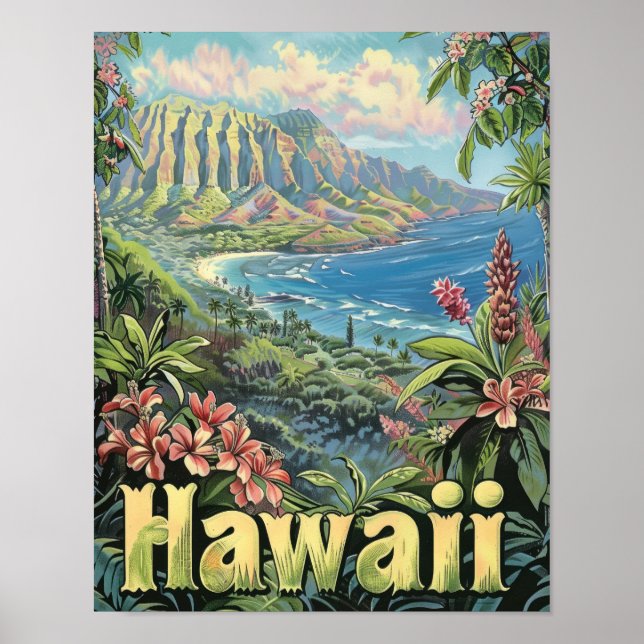 Hawaii Travel Poster Art Print Poster (Vorne)
