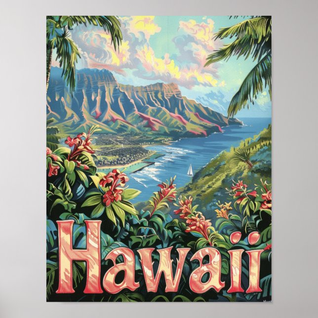 Hawaii Travel Poster Art Print Poster (Vorne)