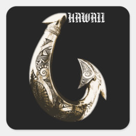 Hawaii Tribal Hook Quadratischer Aufkleber