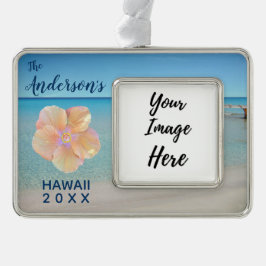 Hawaii Trip Year Beach Landschaft Foto Rahmen-Ornament Silber