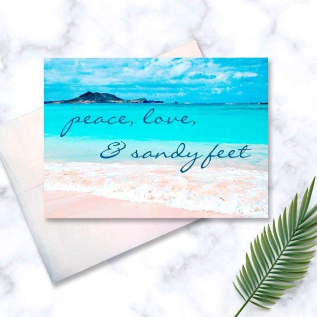 Hawaii Tropical Beach Peace Liebe Sandy Feet Scrip Karte (Von Creator hochgeladen)