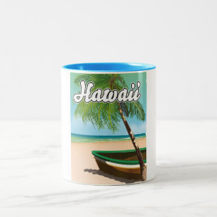 Hawaii Tropical Beach Reiseplakat Zweifarbige Tasse