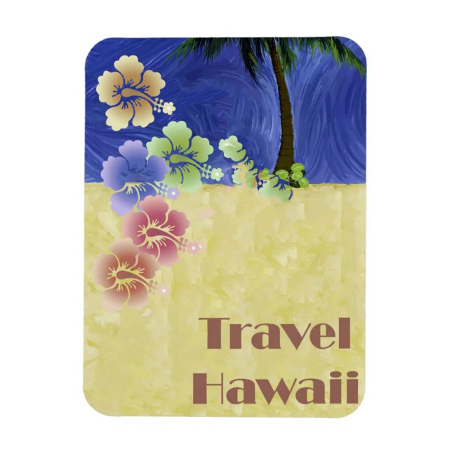 Hawaii Tropical Beach Retro Vintage Travel Poster Magnet (Vertikal)