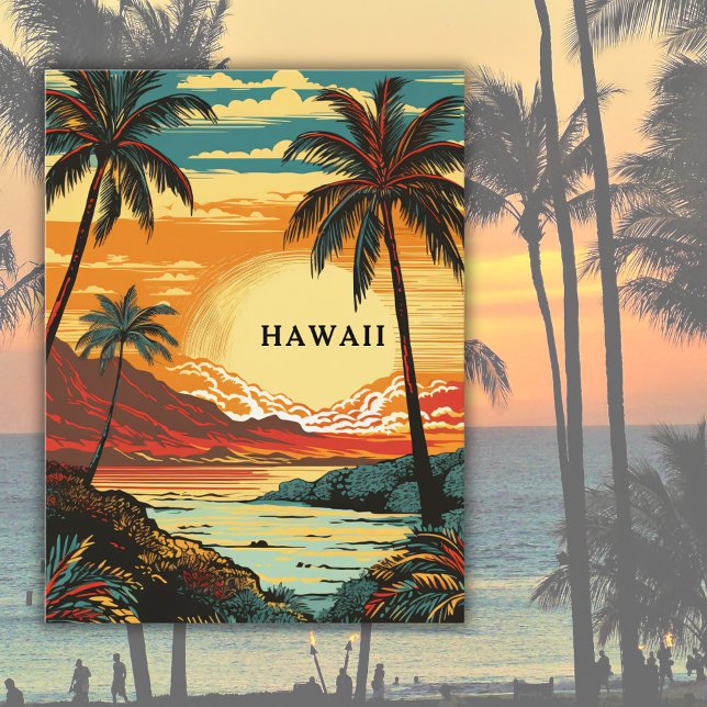 Hawaii Tropical Beach Vintage Travel Postkarte (Von Creator hochgeladen)