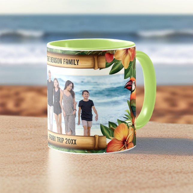 Hawaii Tropical Birds Blume Foto Kaffee Tasse (Tropical Birds & Flowers Custom Hawaii Coffee Mug. Customize it with your own cherished moments.)