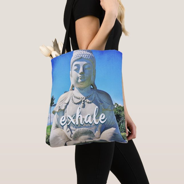 Hawaii Tropical Buddha Foto Exhale Script Stilvoll Tasche (Von Nahem)