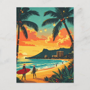 Hawaii Tropical Christmas Beach Vintag Postkarte