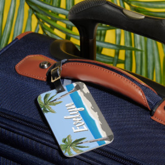 Hawaii Tropical Palm Tree Beach Personalized  Gepäckanhänger