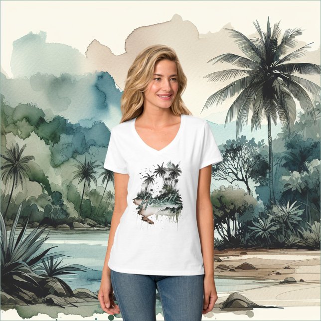Hawaii Tropical Palm Tree Island T-Shirt (Von Creator hochgeladen)