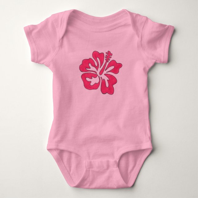 Hawaii Tropical Pink Hibiskus Blume Hawaii Baby Strampler (Vorderseite)