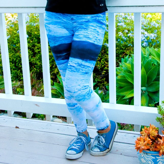 Hawaii Tropical Turquoise Blue Ocean Waves Foto Leggings (Von Creator hochgeladen)