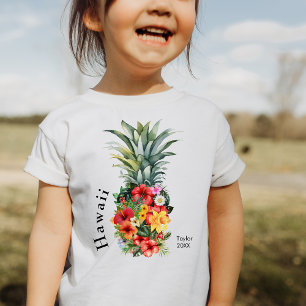 Hawaii Tropische Ananas mit Blume, Familienname Kleinkind T-shirt
