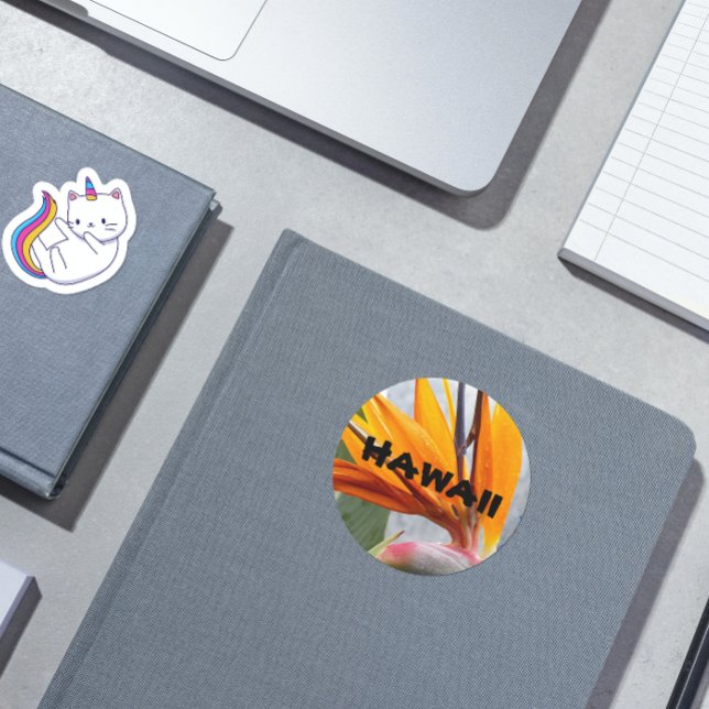 Hawaii Tropischer Vogel der Paradischen Pflanze Runder Aufkleber (In Situ Book)