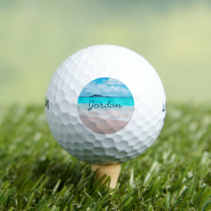 Hawaii-Tropisches-Strand-Foto-Monogramm-Name-Skrip Golfball