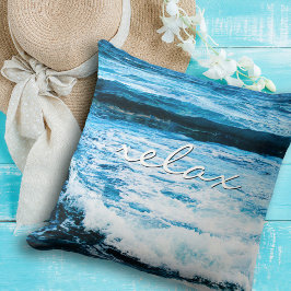 Hawaii Türkis Ocean Waves Foto Entspannen Zitat Kissen