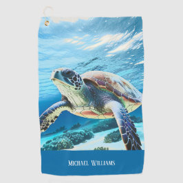 Hawaii Turtle Honu Foto Monogram Golfhandtuch