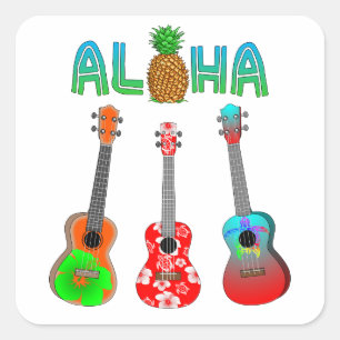 Hawaii Ukulele Aloha Hawaii Quadratischer Aufkleber