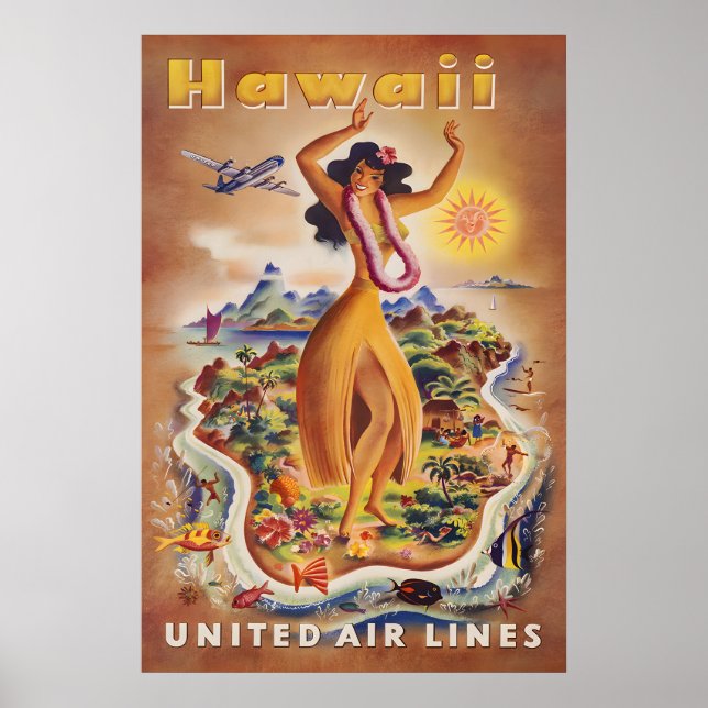 Hawaii - United Reiseposter Poster (Vorne)