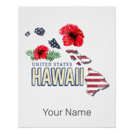 Hawaii United Staaten Retro Staat Map USA Souvenir Poster