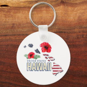 Hawaii United Staaten Retro Staat Map USA Souvenir Schlüsselanhänger