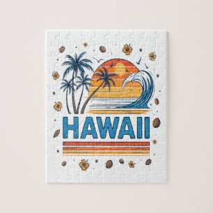 Hawaii-Urlaub-Sonnenuntergang 70er Strand