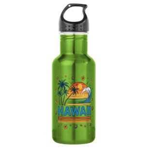 Hawaii-Urlaub-Sonnenuntergang 70er Strand Edelstahlflasche