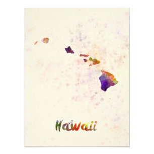 Hawaii US state im Watercolor Fotodruck