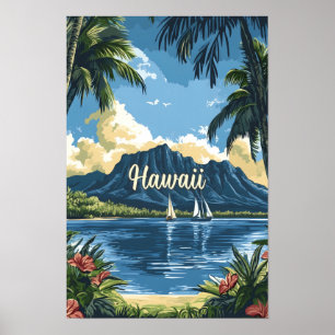 Hawaii USA Vintage Reiseillustration Poster