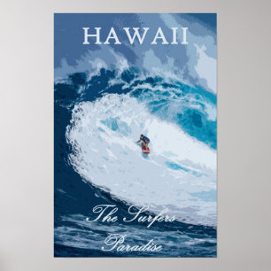 Hawaii Vintag Surfer Poster