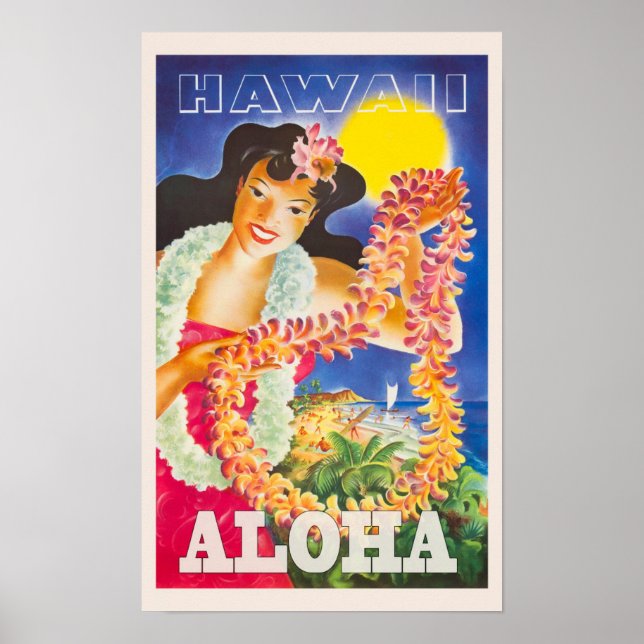 Hawaii Vintage Travel Poster (Vorne)