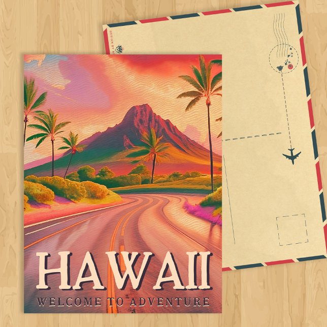 Hawaii Volcano Road Tropical Sunset Souvenirs 1960 Postkarte (Von Creator hochgeladen)